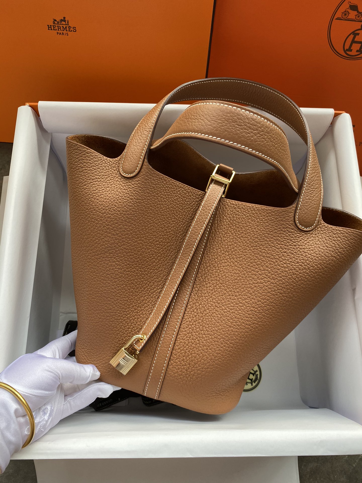 Hermes Picotin Lock 22 Bag In Brown Clemence Leather